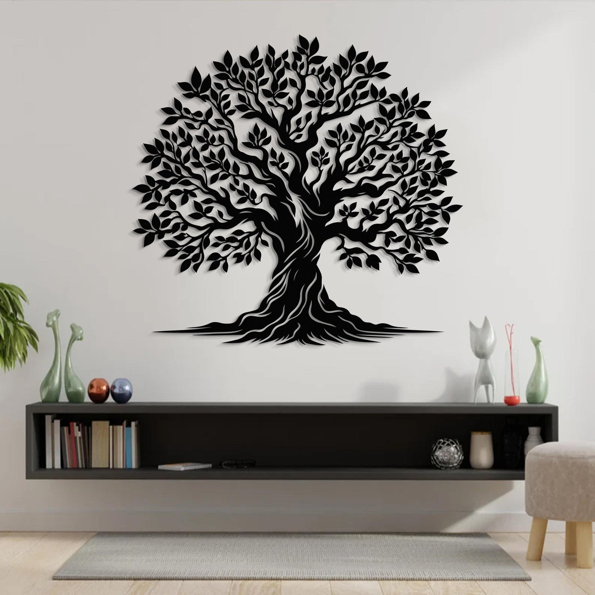 Abstract Metal Tree Wall Art, Modern Nature Sculpture, Large Steel Wall Decor For Living Room, Entryway Or Bedroom Accent