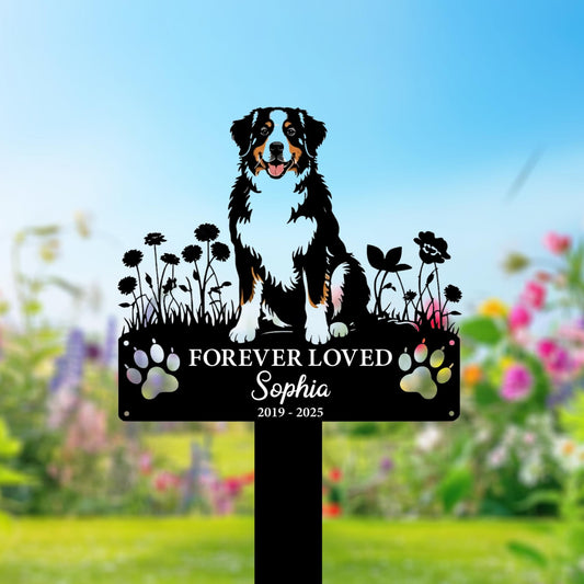 Personalized Bernese Mountain Dog Memorial Sign – Custom Name & Date Pet Grave Marker, Sympathy Gift For Dog Loss