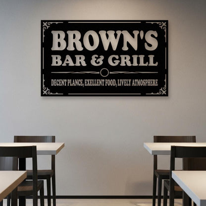 Metal Signs Personalized Family Bar And Grill Sign - Custom Metal Sign - Metal Wall Art - Personalized Gift - Custom Metal Sign Outdoor