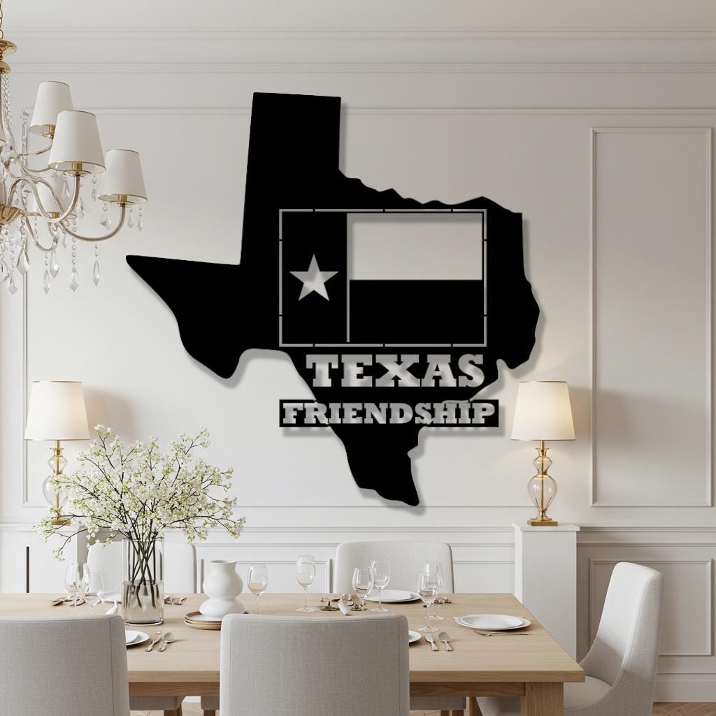 Texas Flag Metal Wall Art, Lone Star State Decor, Rustic Metal Wall Hanging, Friendship Motto, Metal Art For Man Cave- Home Gift- Wall Art