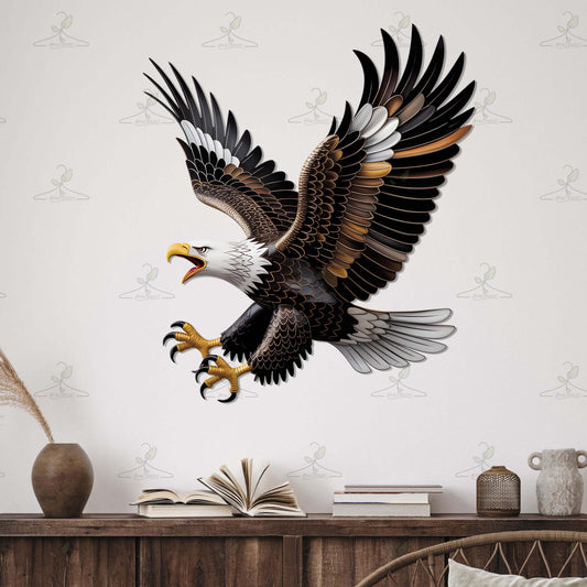Bald Eagle Metal Wall Art – Patriotic Wings Spread Sign, Gift For Veteran