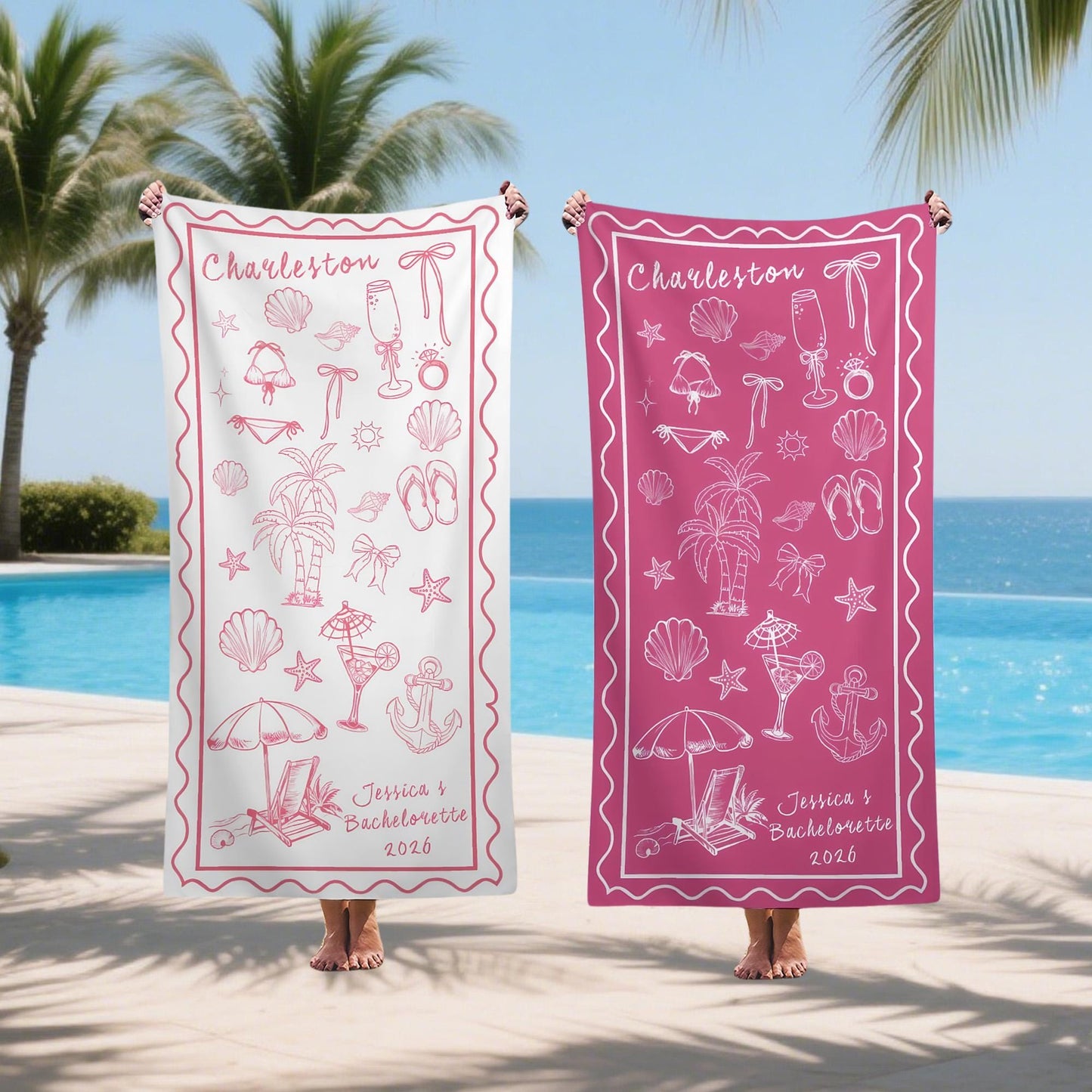 Bachelorette Party Pool Towel,friends Beach Trip Gift, Vacation Towels,bachelorette Trip Gift,beach Towels,bride Beach Towels