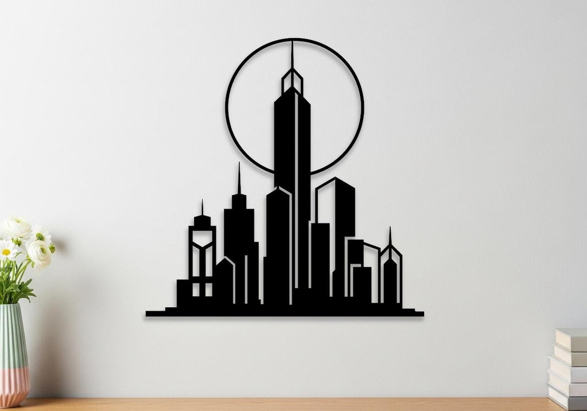 Cityscape Metal Wall Art: Modern Urban Skyline Decor