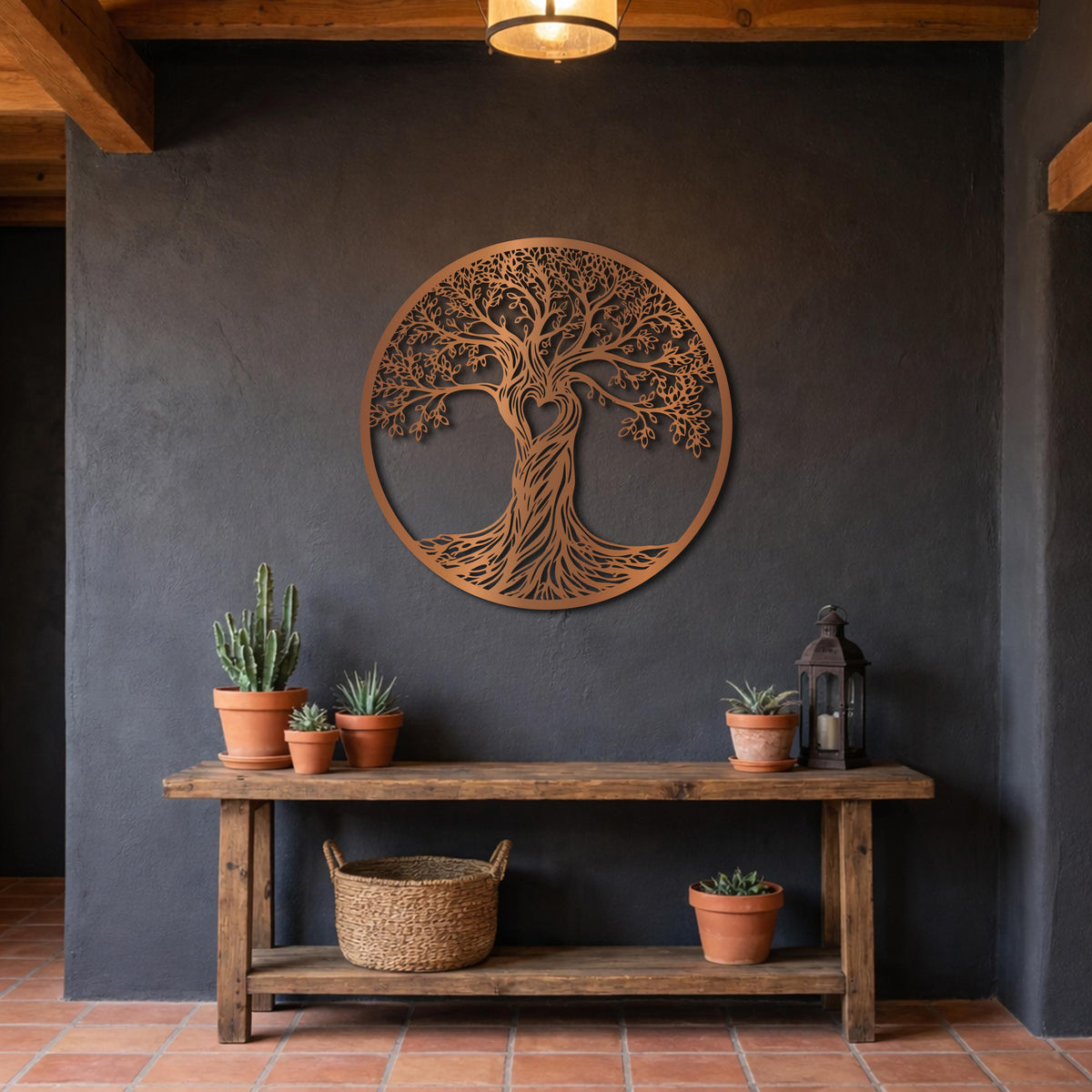 Large Tree Of Life Metal Wall Art, Heart Decor, Modern Nature Sculpture, Statement Wall Hanging For Living Room, Bedroom, Outdoor Wall Decor