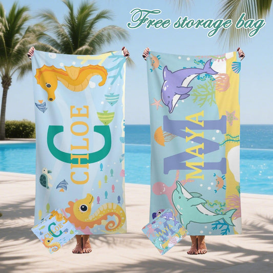 Customed Towel For Kids,personalized Marine Life Beach Towel,personalized Towels,student Swim Club Gift,beach Towels