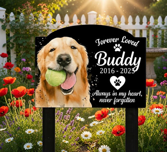Personalized Dog Memorial Garden Stake – Custom Photo And Name Pet Sympathy Sign, Gift For Pet Loss
