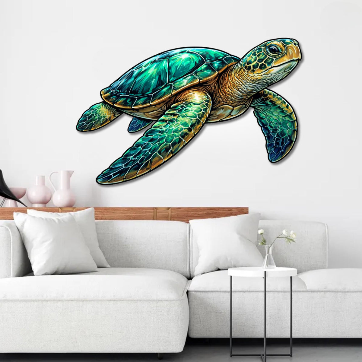 Sea Turtle Metal Wall Art – Coastal Ocean Sculpture, Beach House Gift