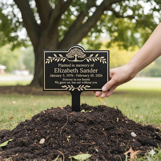 Personalized Memorial Garden Plaque – Custom Name & Date Tree Marker Stake, Sympathy Gift For Loss Of Loved One