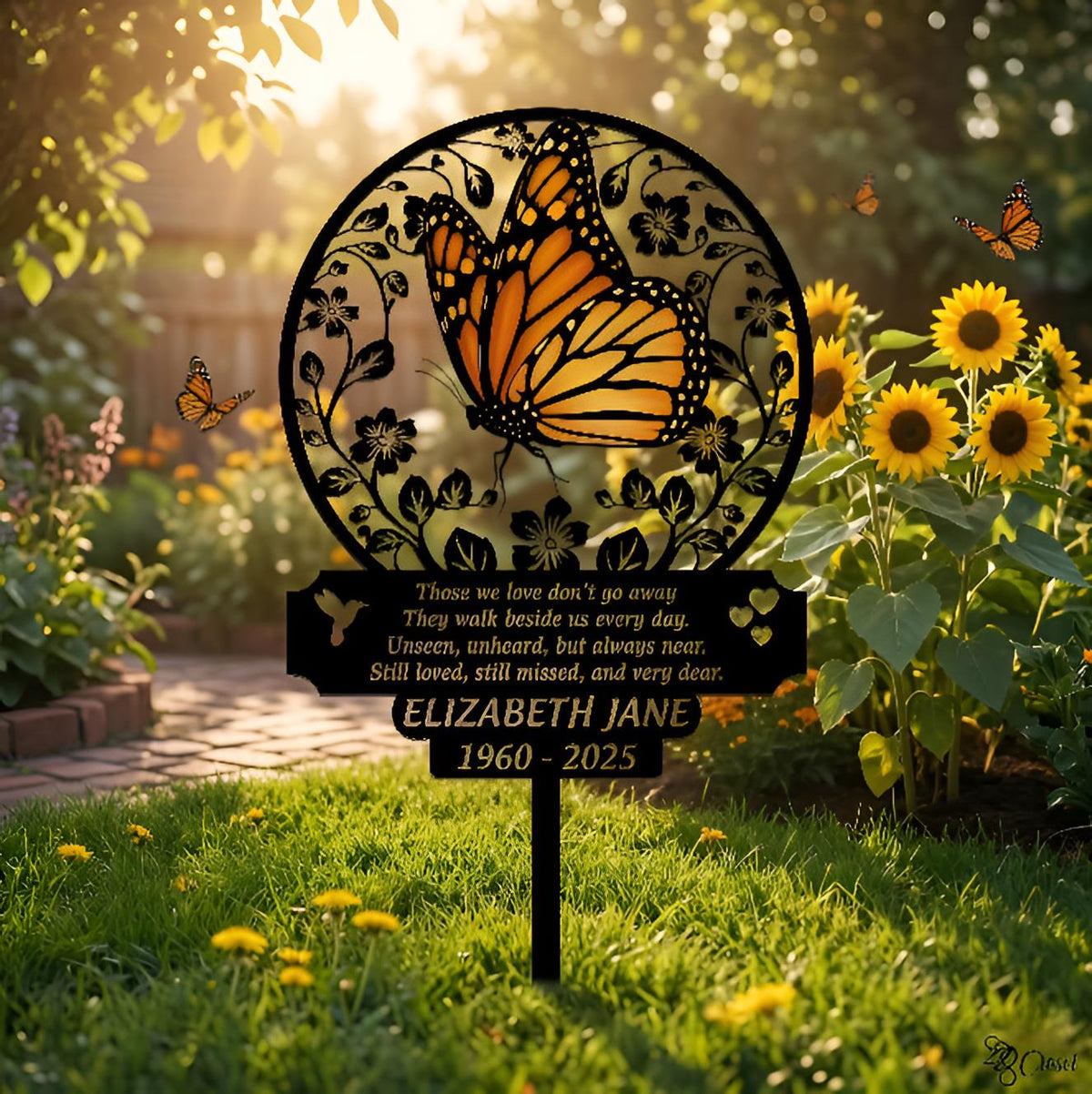 Personalized Monarch Butterfly Memorial Garden Stake – Custom Name And Date Sign, Sympathy Gift