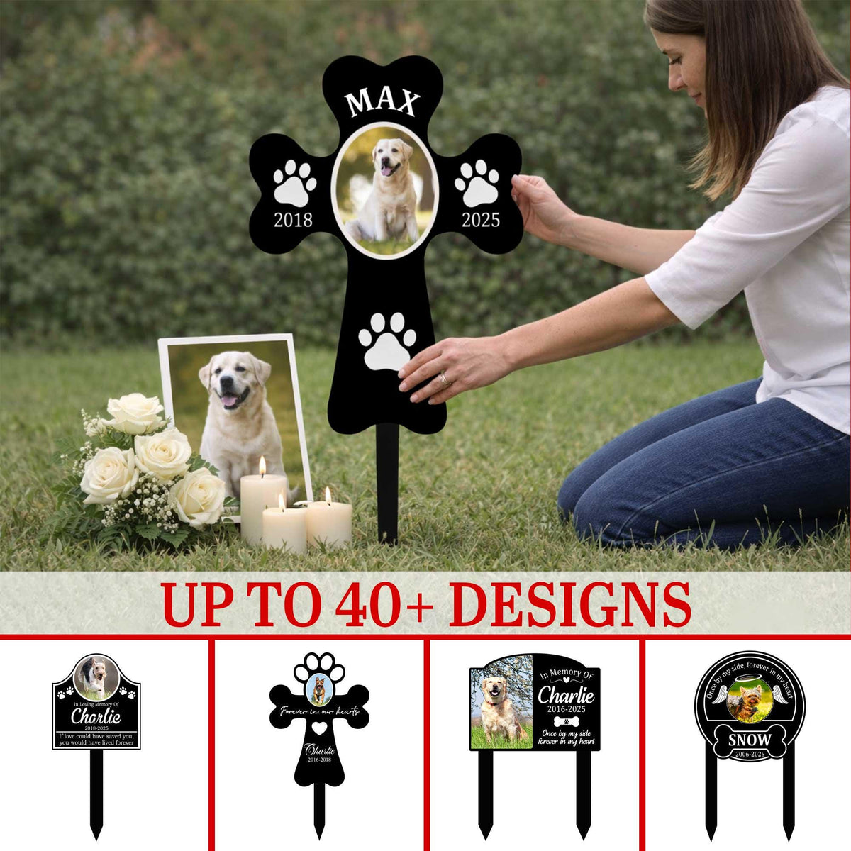 Personalized Dog Memorial Garden Stake With Photo – Custom Name & Date, Pet Loss Sympathy Gift
