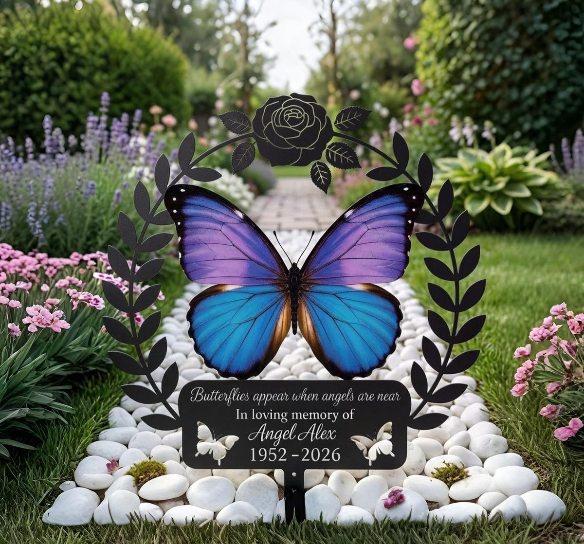 Personalized Butterfly Memorial Garden Stake – Custom Name Grave Marker, Sympathy Gift For Loss Of Loved One