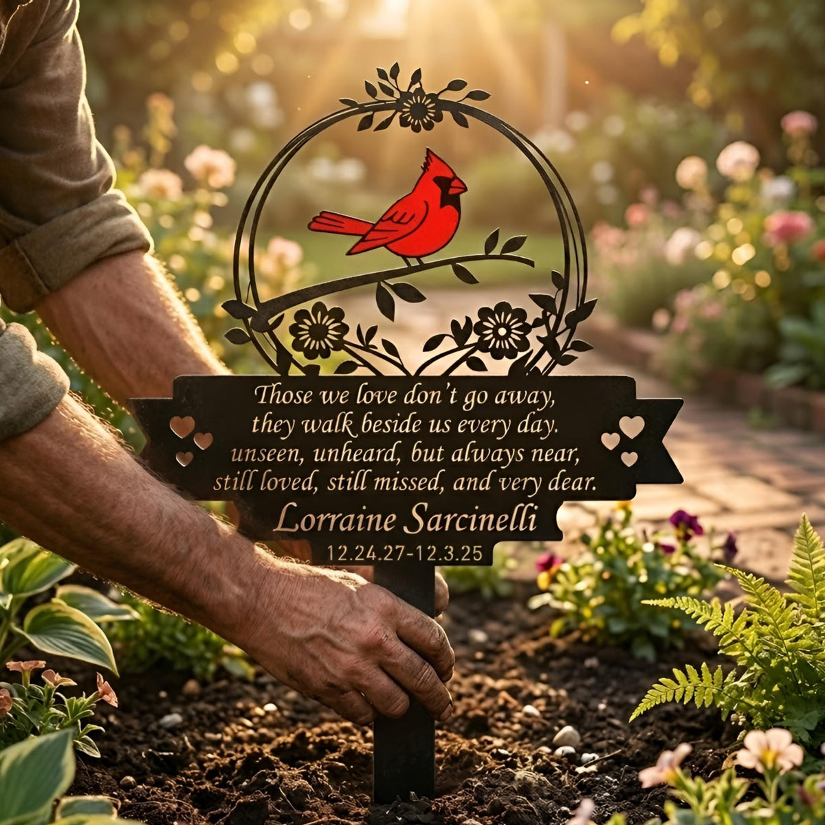Personalized Cardinal Memorial Garden Stake – Custom Name Sympathy Sign, Gift For Loss Of Loved One