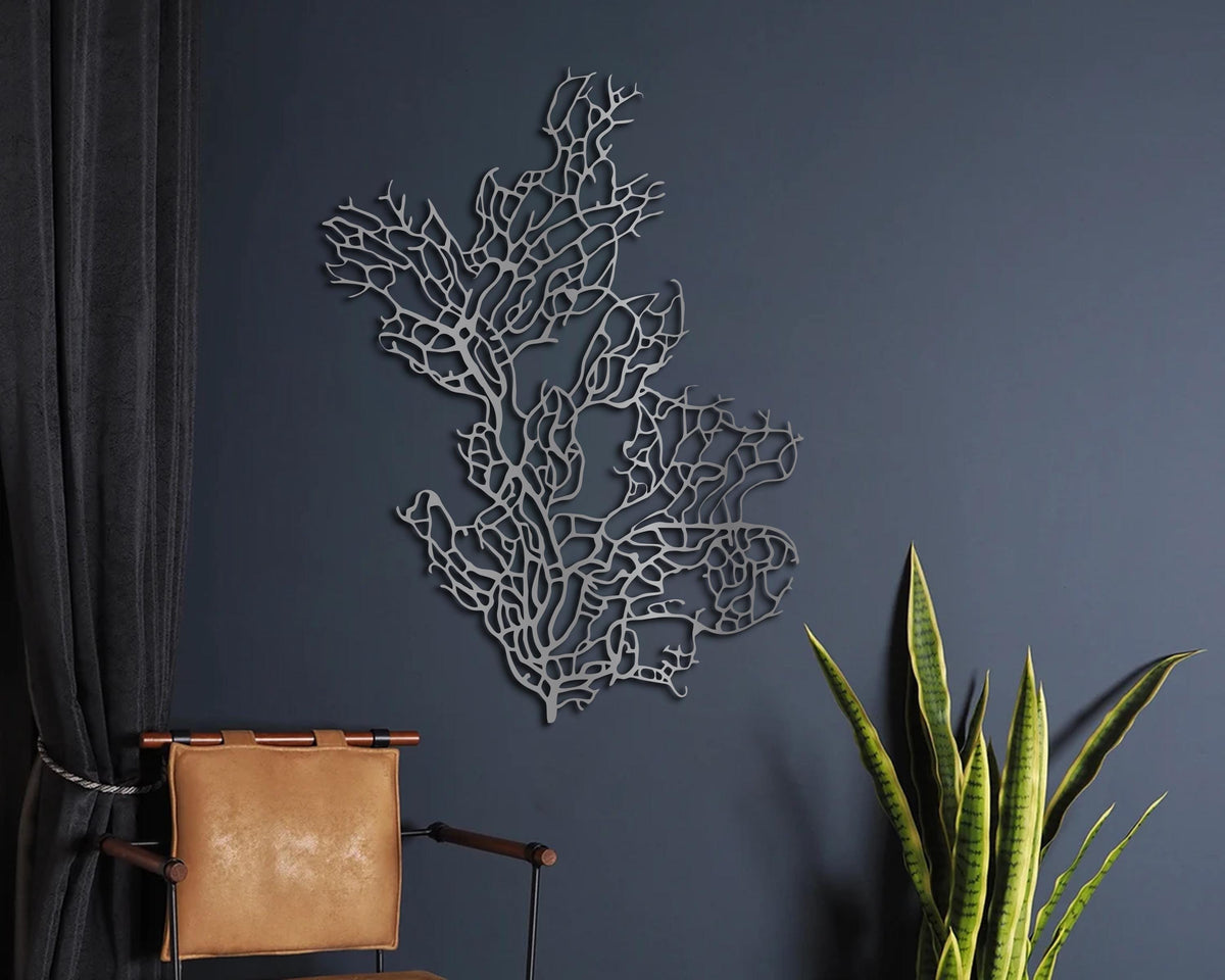 Large Coral Metal Wall Art, Organic Abstract Wall Decor, Modern Coastal Black Metal Sculpture, Nature Inspired Statement Decor