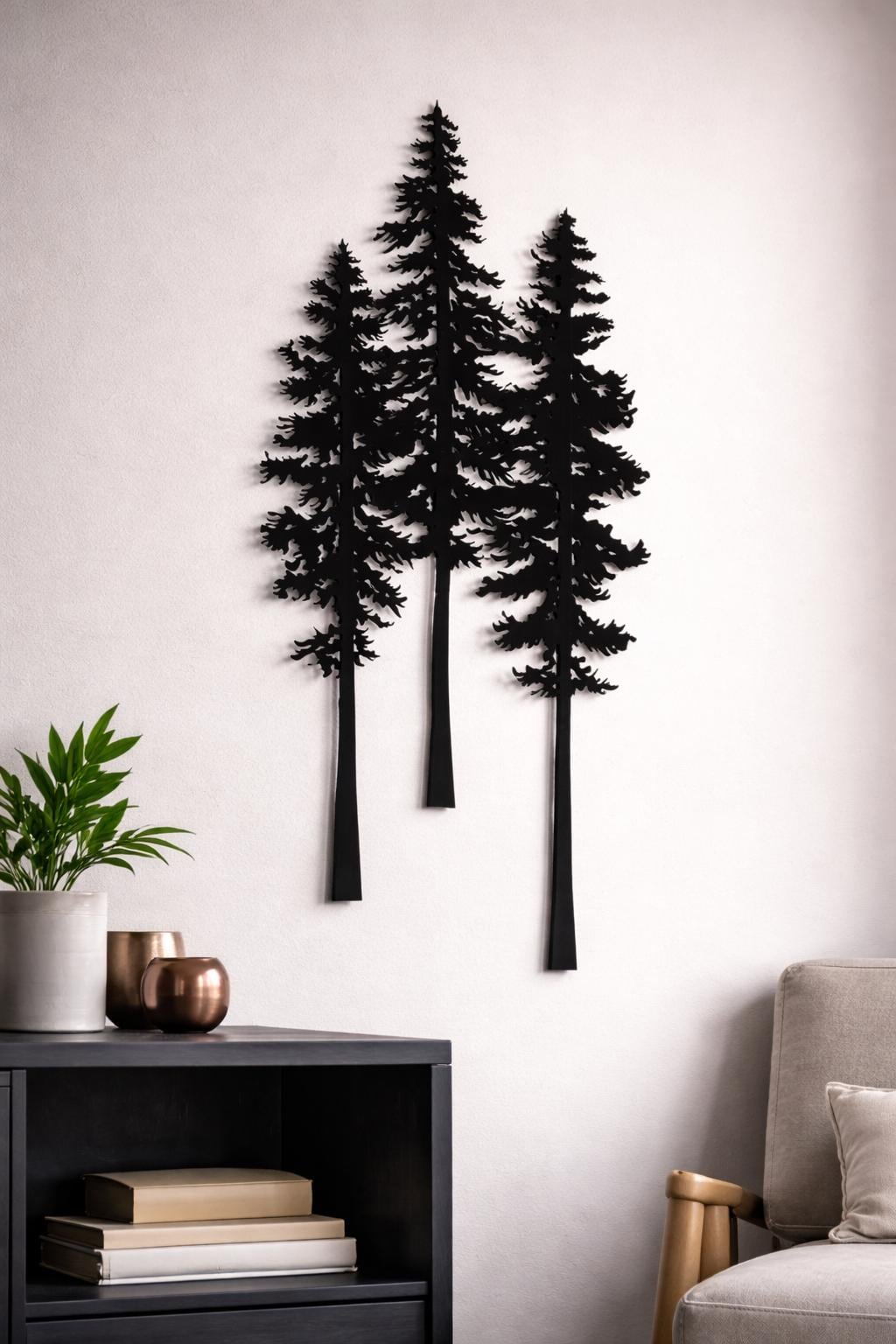 Pine Trees Metal Wall Art, Nature Inspired Wall Decor, Forest Metal Sign, Rustic Cabin Wall Hanging, Outdoor Lovers Gift, Farmhouse Decor