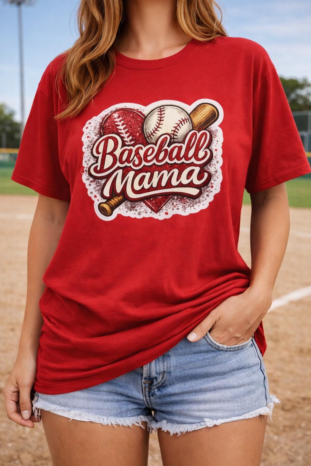 Baseball Mama Shirt, Game Day Sports Mom Tee, Lightweight Cotton Graphic Top