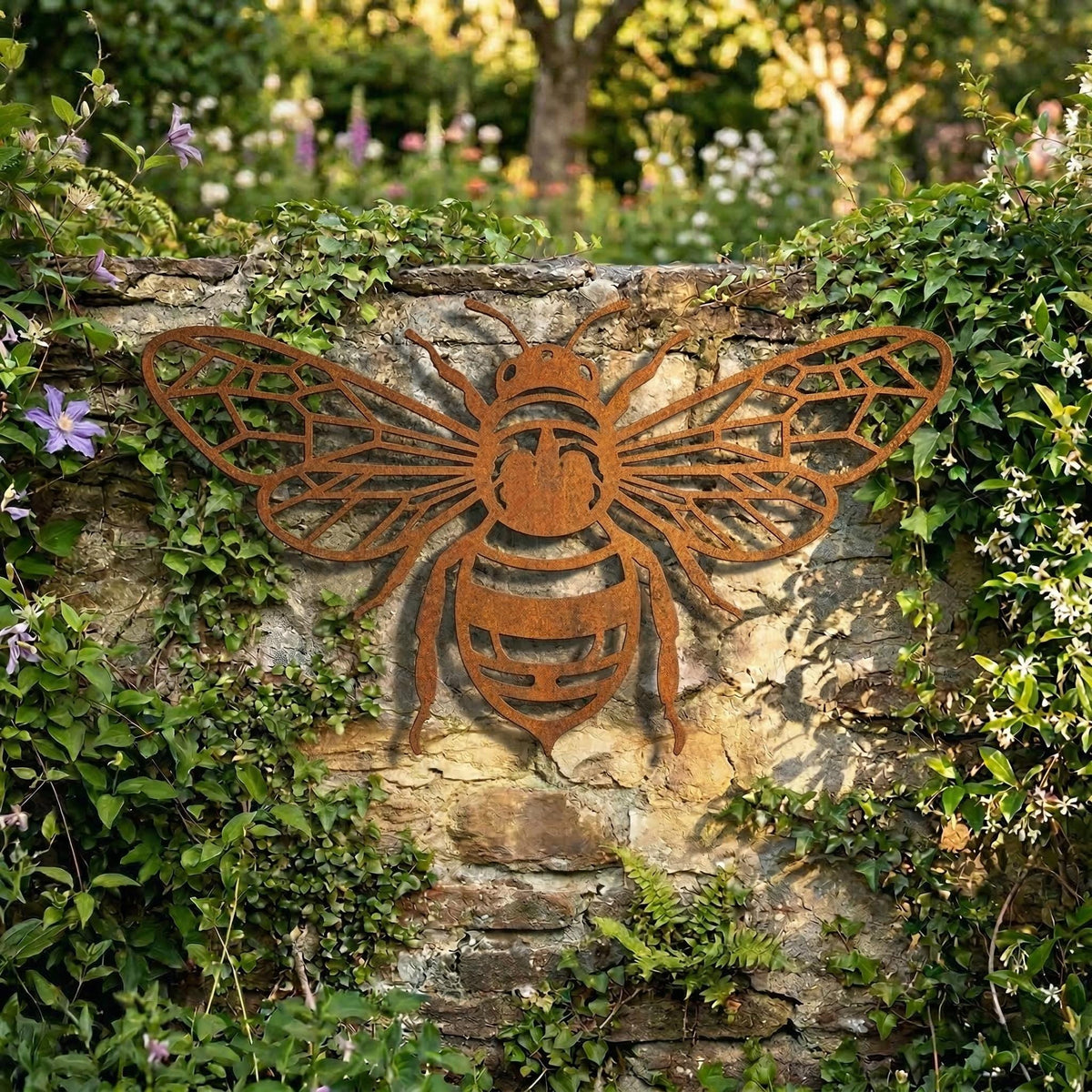 Bee Metal Wall Art – Rustic Garden Panel, Yard Decor Gift For Bee Lovers