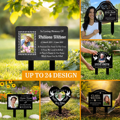 Personalized Memorial Garden Stake With Photo – Custom Name Grave Marker, Sympathy Gift