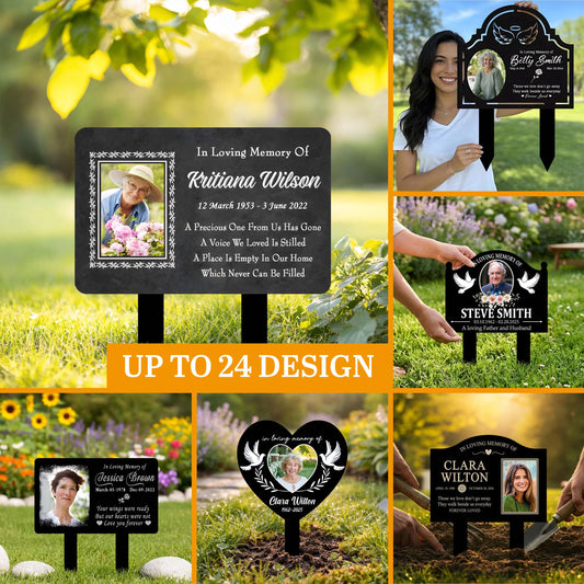 Personalized Memorial Garden Stake With Photo – Custom Name Grave Marker, Sympathy Gift