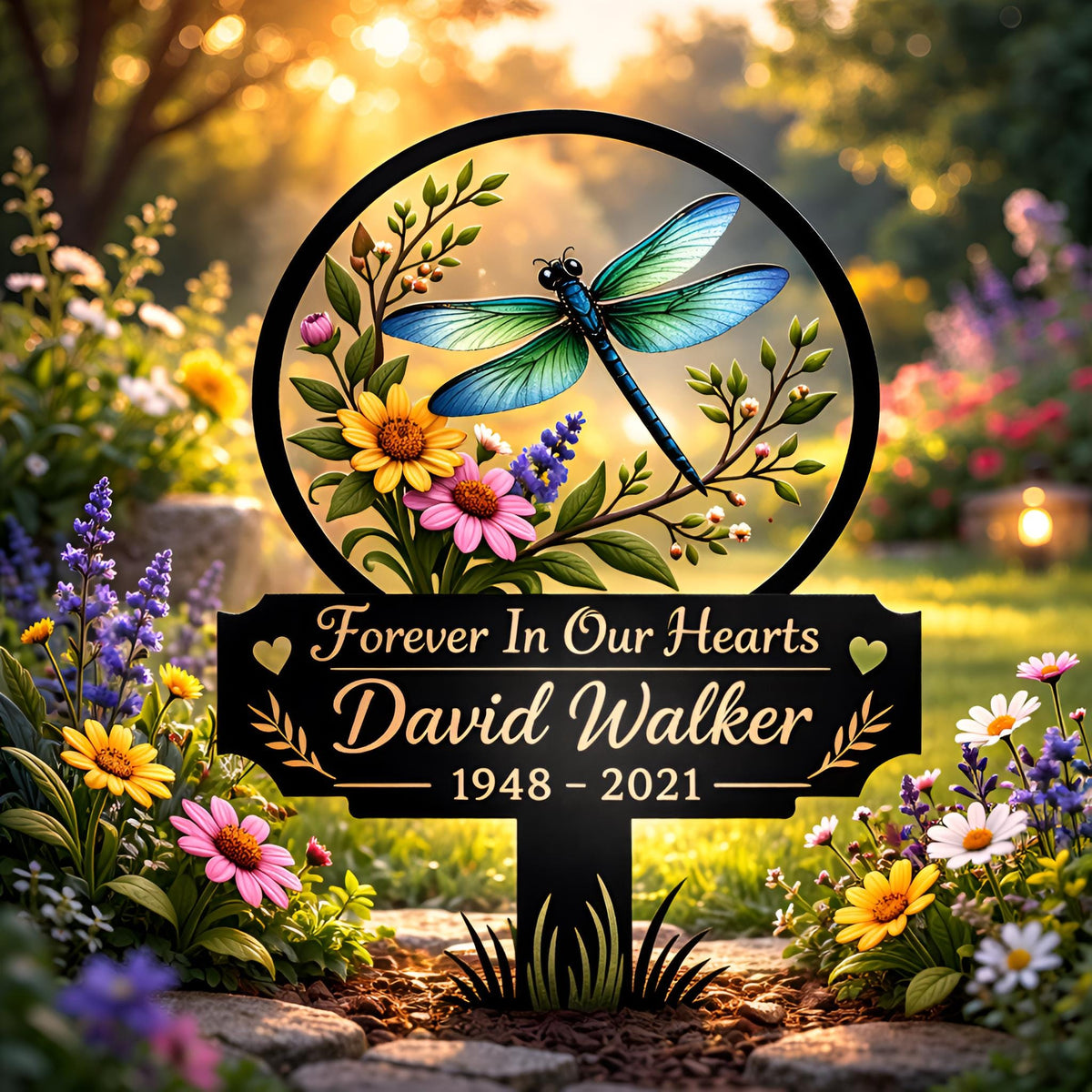 Personalized Dragonfly Memorial Stake – Custom Name Sympathy Gift For Loss Of Loved One