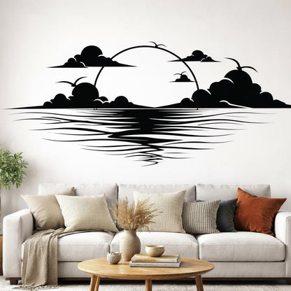 Sunset Ocean Metal Wall Art | Minimalist Beach Decor | Large Black Metal Wall Sign | Modern Home Art,laser-cut Steel Sign