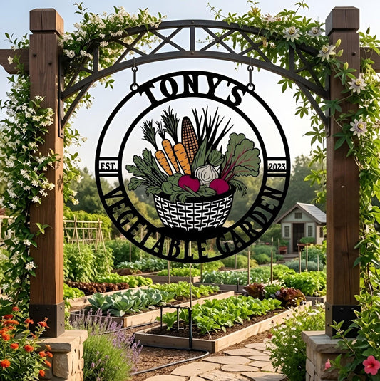 Personalized Vegetable Garden Metal Sign – Custom Name & Est. Date, Gardener Gift