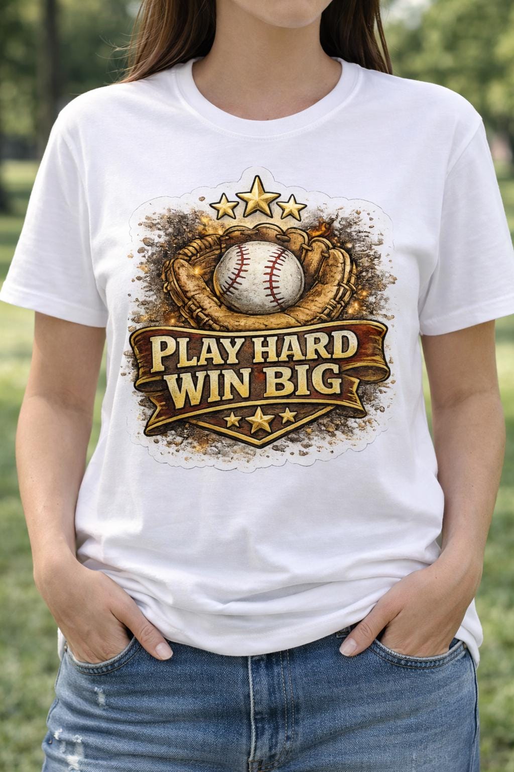 Play Hard Win Big Baseball Tee | Motivational Vintage Baseball Graphic