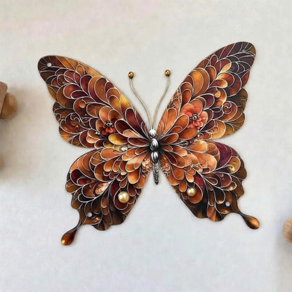Copper Butterfly Metal Wall Art – Ornate Feather Wing Decor, Gift For Butterfly Lover