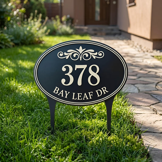 Personalized Address Garden Sign – Custom House Number Oval Yard Stake, Outdoor Decor Gift For Homeowners