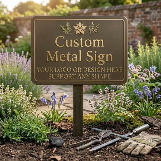 Custom Logo Metal Garden Sign – Personalized Any Shape Yard Stake Plaque, Gift For Business Or Outdoor Signage
