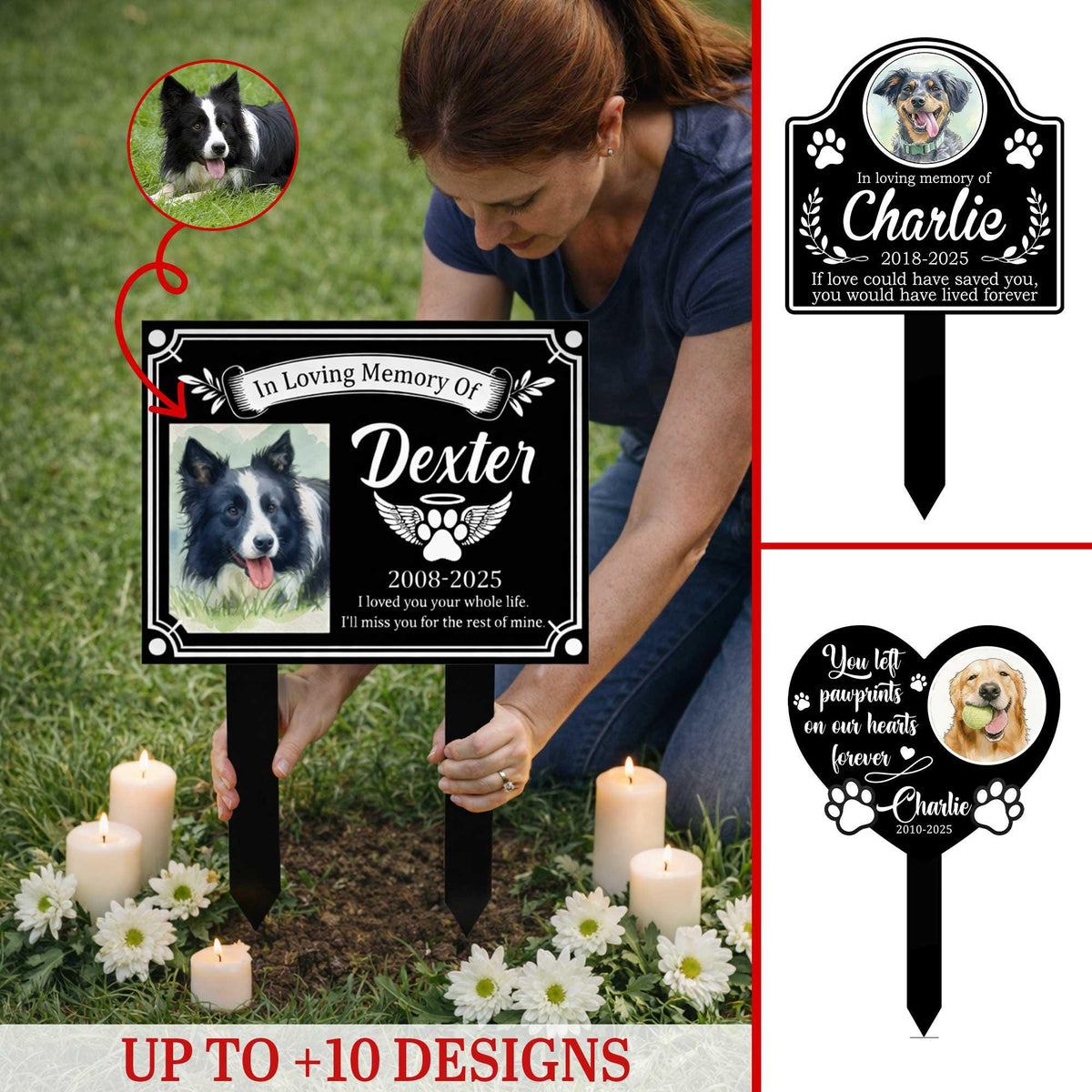 Personalized Pet Photo Memorial Sign – Custom Watercolor Portrait, Sympathy Gift For Dog Loss