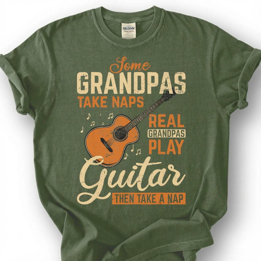 Some Grandpas Take Naps Real Legends Play Guitar Shirt, Funny Guitarist Papa Tee, Acoustic Music Lover Gift for Grandpa Dad Unisex