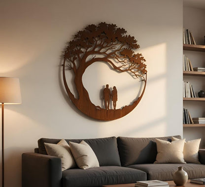 Tree Of Life Couple Metal Wall Art – Romantic Silhouette Decor, Anniversary Gift