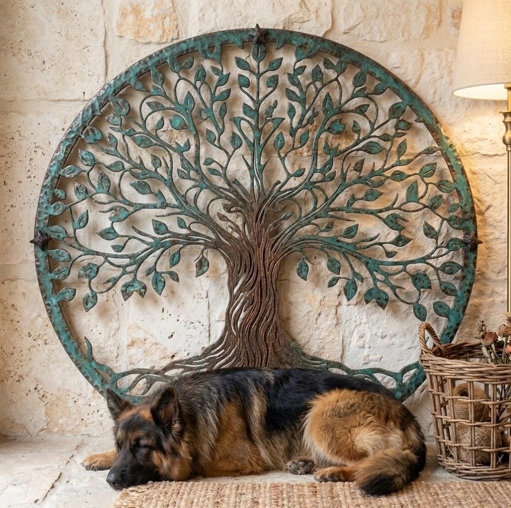 Tree Of Life Round Metal Wall Art – Rustic Nature Wall Decor, Gift For Garden Lover