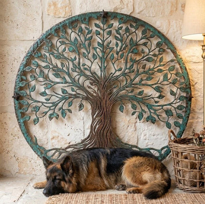 Tree Of Life Round Metal Wall Art – Rustic Nature Wall Decor, Gift For Garden Lover