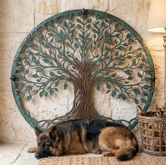 Tree Of Life Round Metal Wall Art – Rustic Nature Wall Decor, Gift For Garden Lover