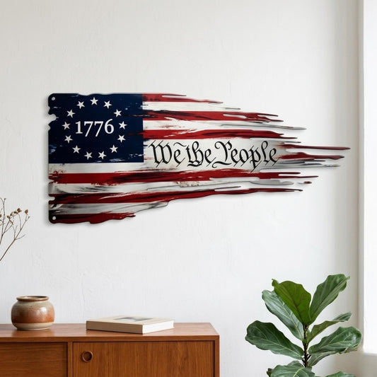 1776 We The People Metal Wall Art – Betsy Ross Flag Patriotic Decor, Gift For Veteran