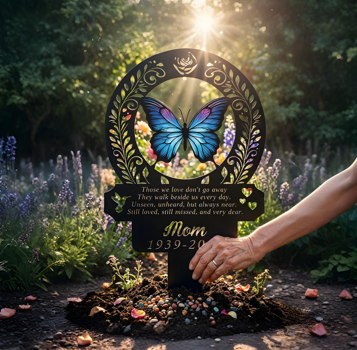 Personalized Butterfly Memorial Garden Stake – Custom Name & Date Grave Marker, Sympathy Gift For Loss Of Loved One