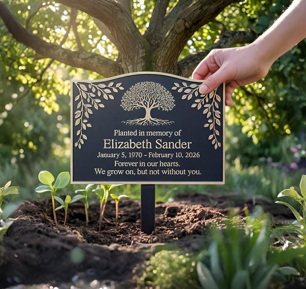 Personalized Tree Of Life Memorial Garden Stake – Custom Name & Date Sympathy Plaque