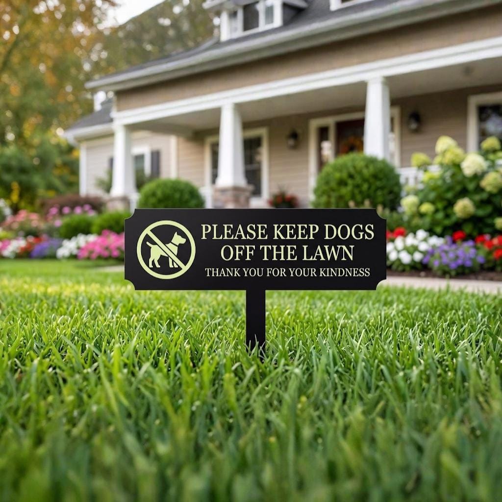 Keep Dogs Off The Lawn Metal Sign – No Dog Poop Yard Stake, Gift For Homeowner Or Garden Decor