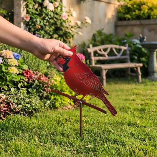 Red Cardinal Metal Garden Stake – Memorial Bird Yard Art, Sympathy Gift For Mom Or Winter Garden Decor