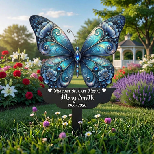 Personalized Butterfly Memorial Garden Stake – Custom Name & Date, Sympathy Gift For Loss Of Loved One