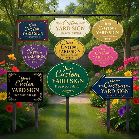 Custom Yard Sign – Personalized Metal Garden Stake, Multiple Shapes & Colors, Gift For Homeowner Or Business