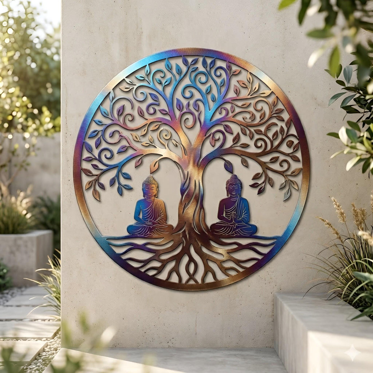 Buddha Tree Of Life Metal Wall Art – Zen Meditation Sign, Gift For Yoga Lover