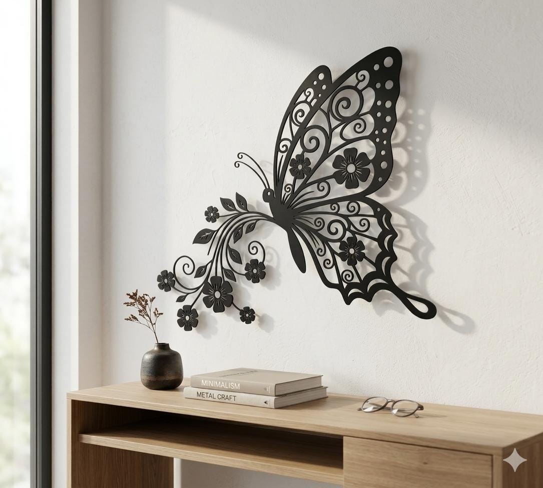 Large Butterfly Metal Wall Art, Nature Inspired Home Gift, Living Room Wall Hanging, Unique Housewarming Gift", Housewarming Gift,