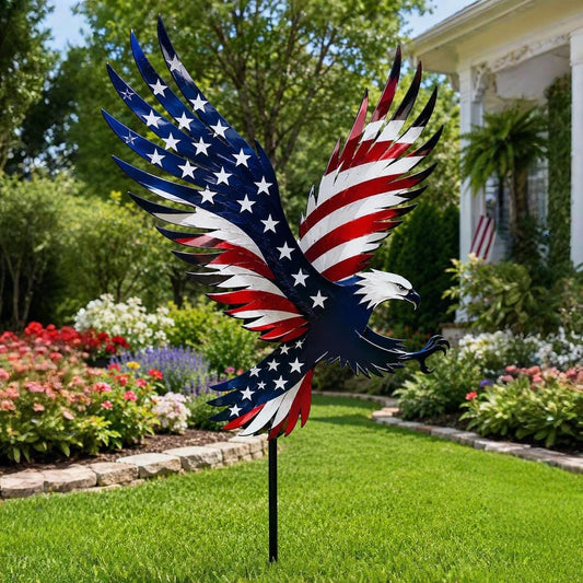 Striking Eagle Garden Stake – American Flag Metal Yard Decor, 4th Of July Gift For Veteran