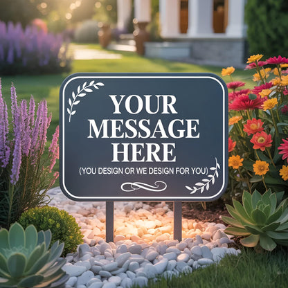 Custom Message Metal Yard Sign – Personalized Text Lawn Stake Plaque, Gift For Homeowner Or Business