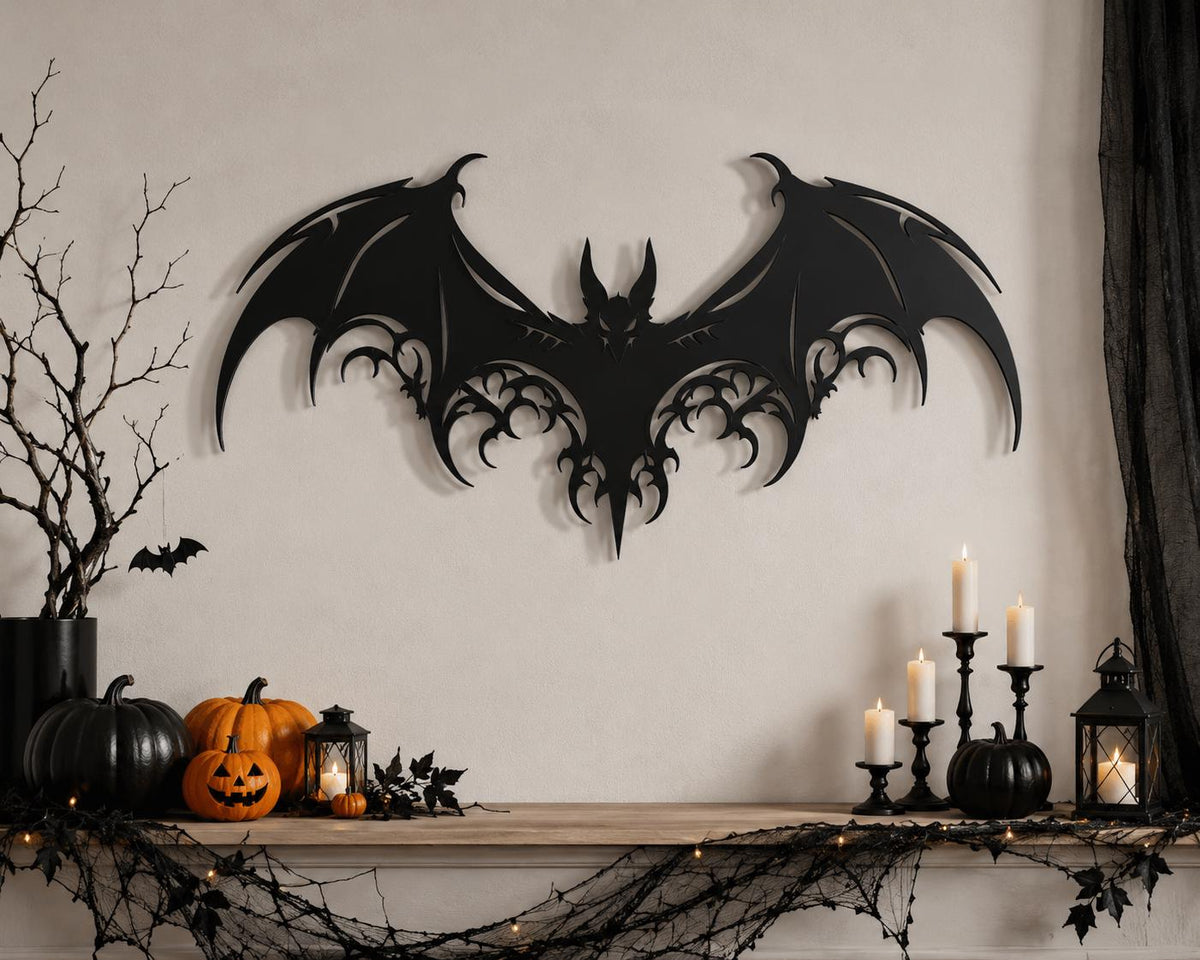 Giant Bat Metal Wall Decor, Majestic Bat Metal Wall Art,gotic Victorian Room Decor, Scary Halloween Decoration, Giant Halloween Decoration