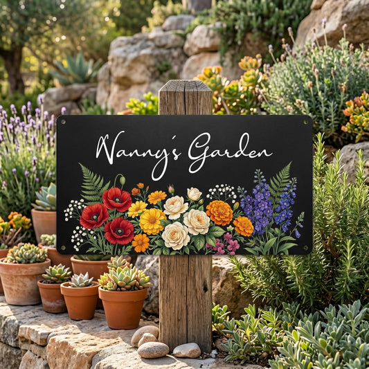 Personalized Garden Metal Sign – Custom Name Wildflower Plaque, Gift For Grandma Mom Or Mothers Day