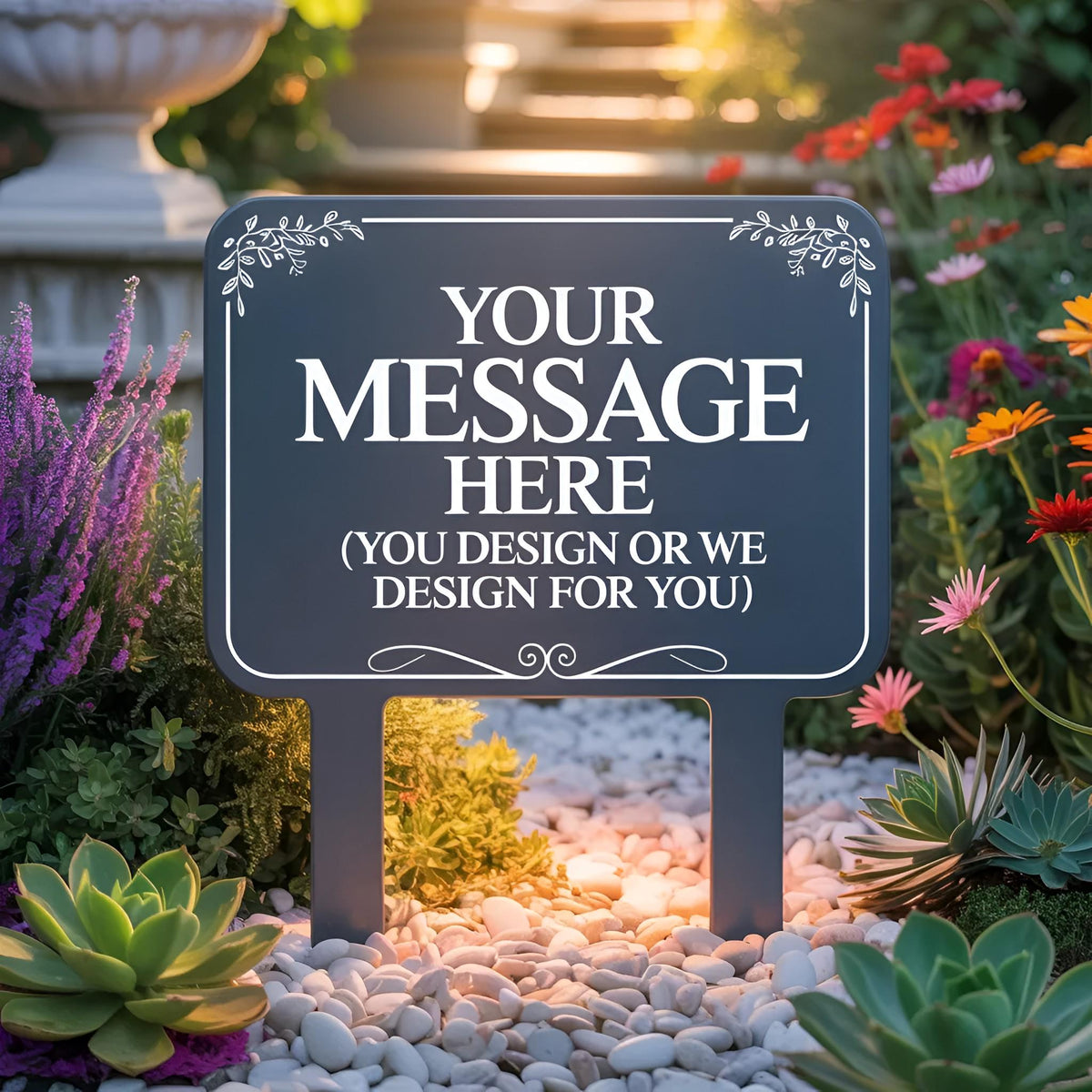 Personalized Metal Yard Sign With Stake – Custom Message Text Or Logo Lawn Marker, Gift For Home Or Business