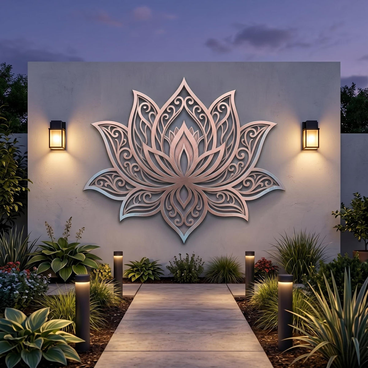 Lotus Flower Mandala Metal Wall Art – Sacred Geometry Meditation Sign, Gift For Yoga Lover